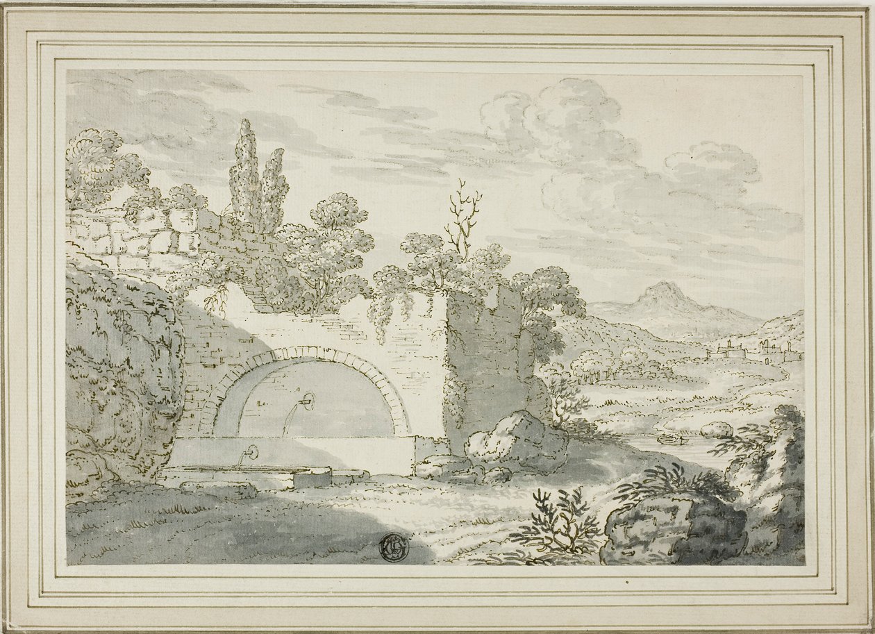 Landscape with Fountain by Abraham Genoels II
