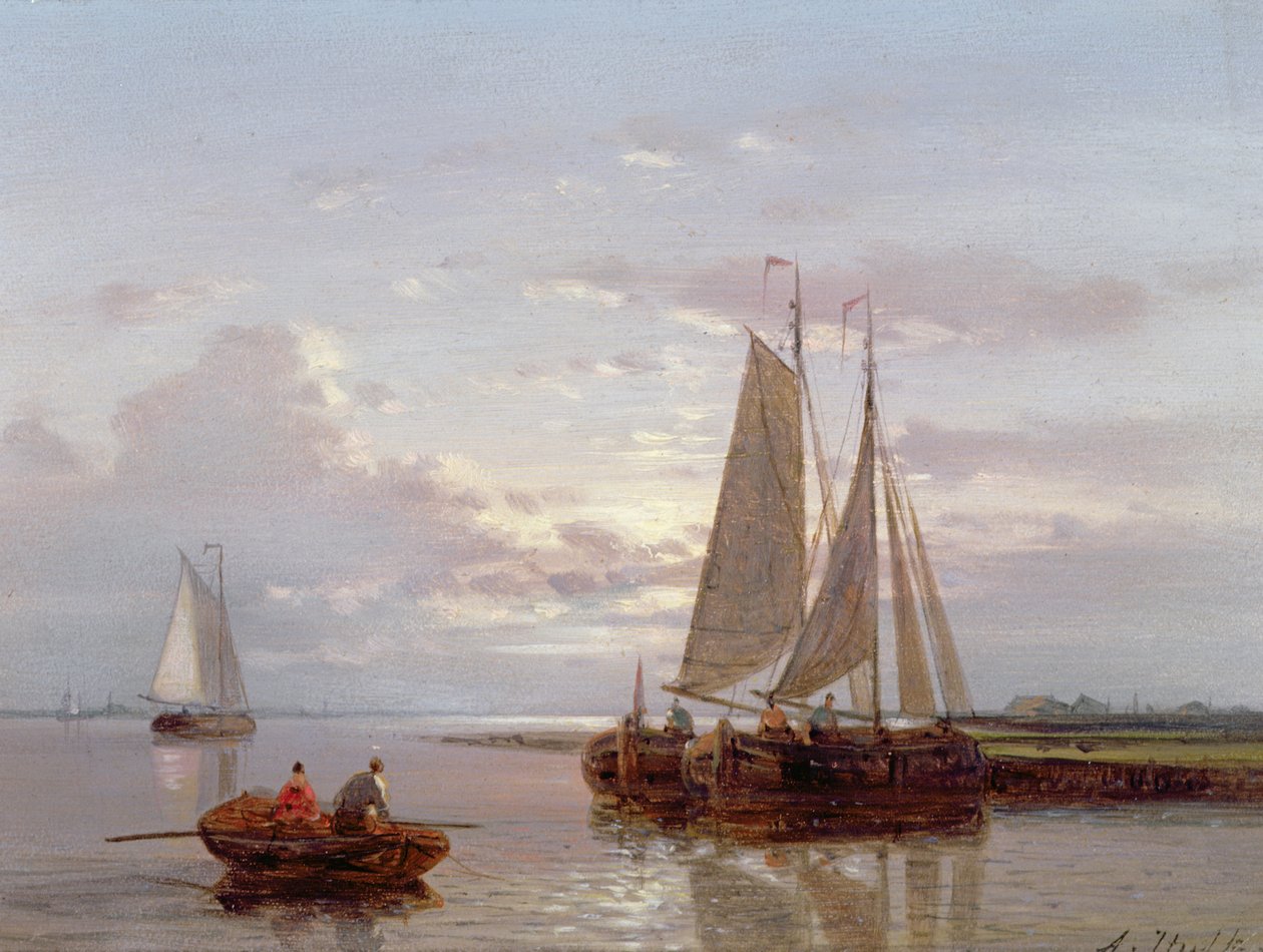 Boats on the River Scheldt by Abraham Hulk