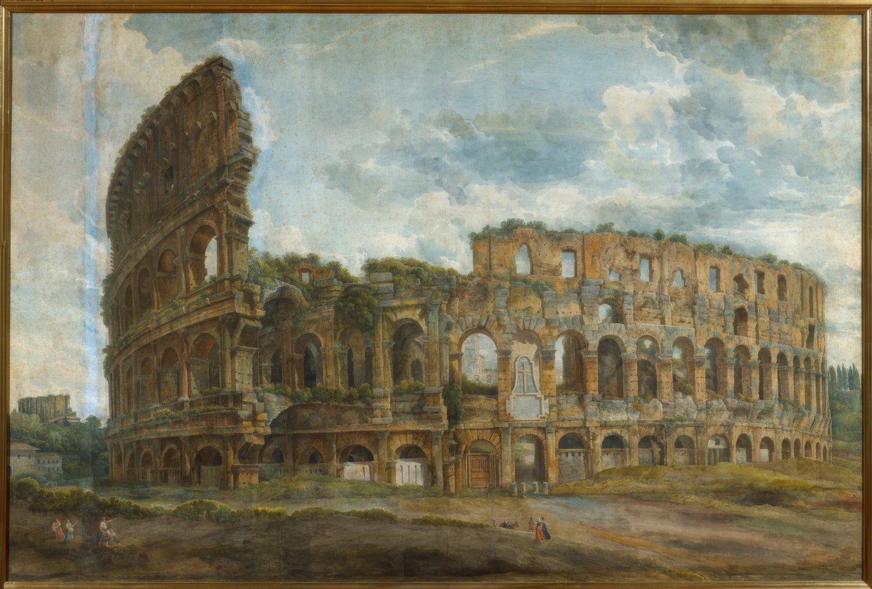 Exterior View of the Colosseum in Rome by Abraham Louis Rodolphe Ducros