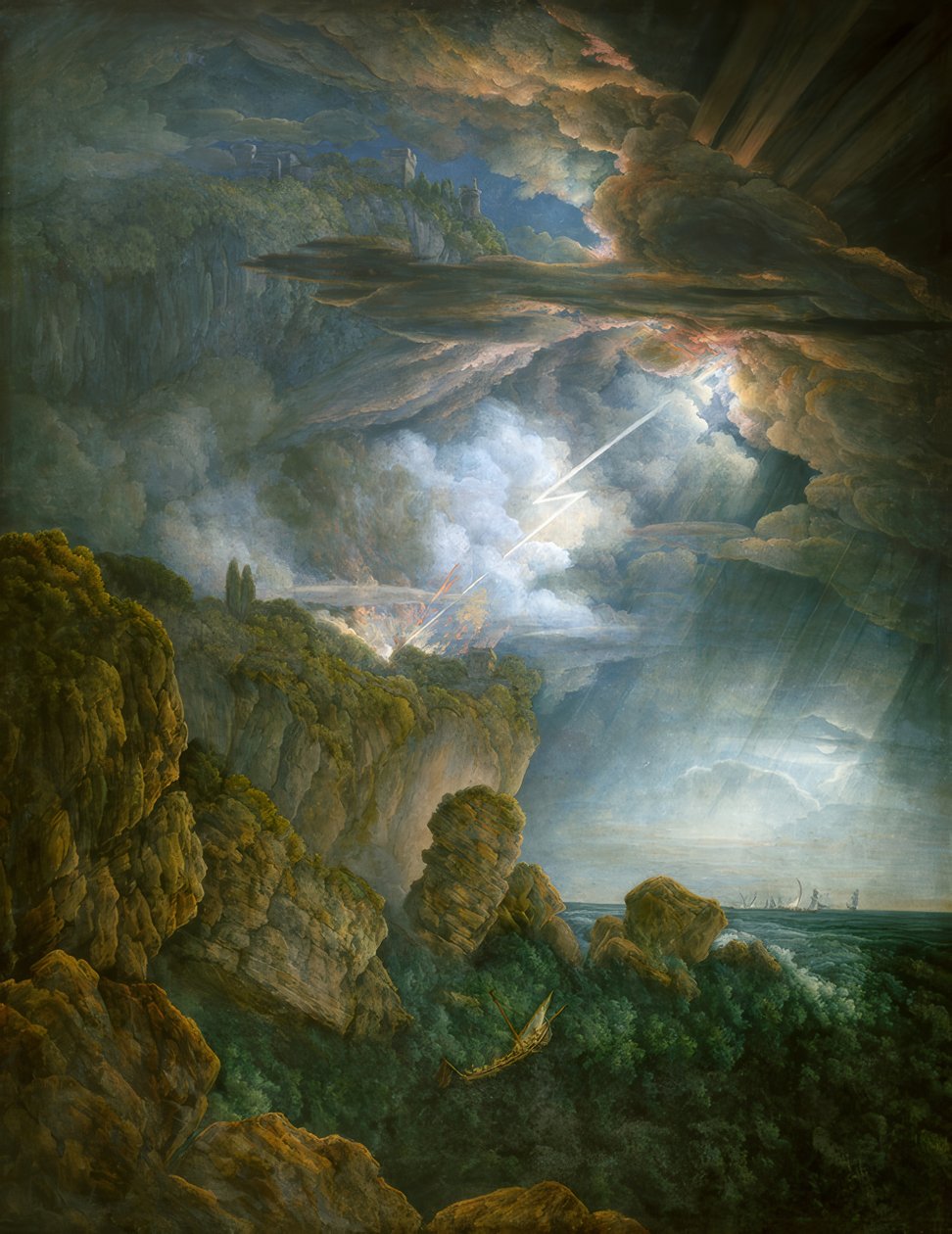 Nocturnal Thunderstorm in Cefalù by Abraham Louis Rodolphe Ducros