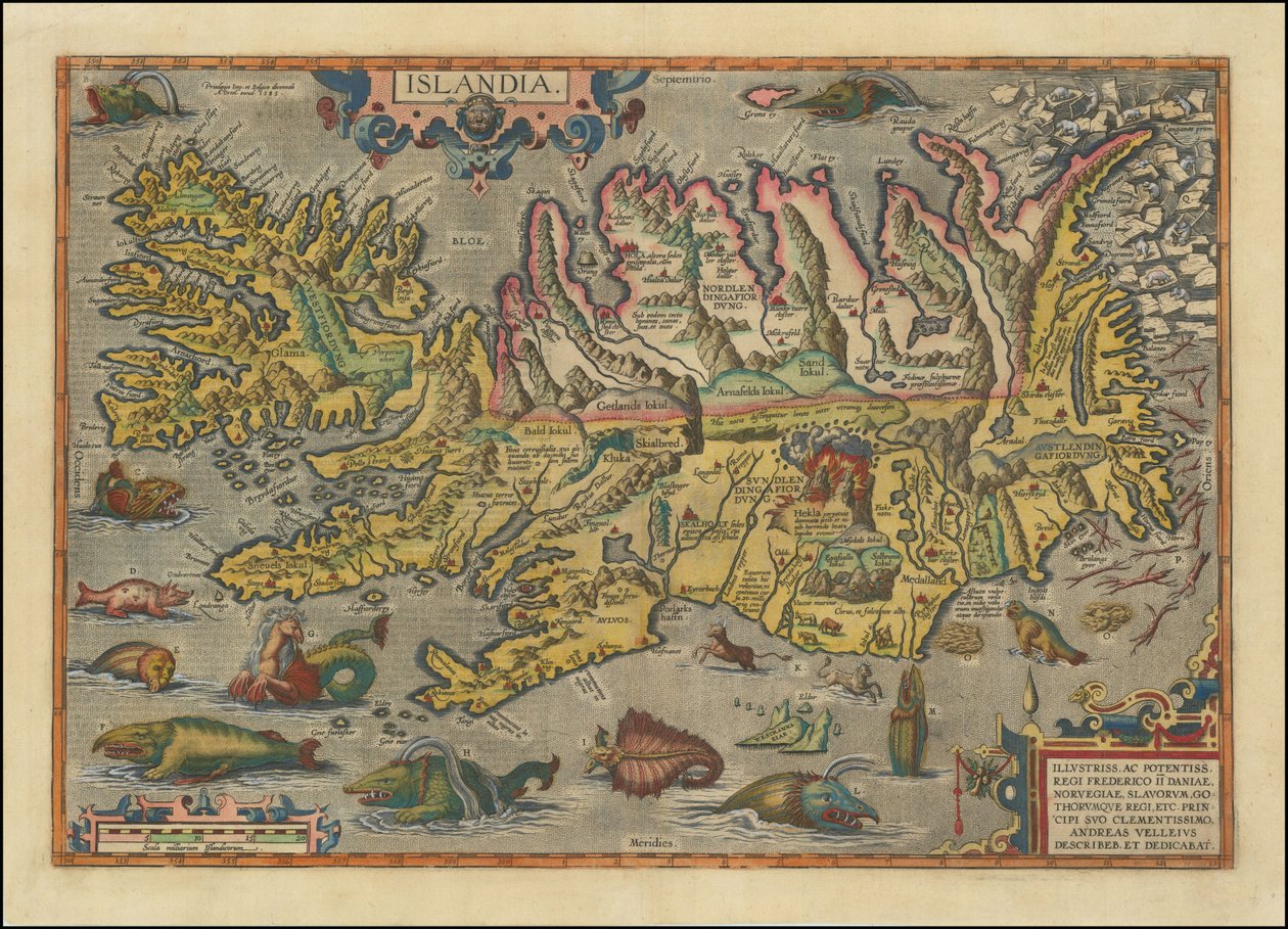 1591 Map of Iceland by Abraham Ortelius