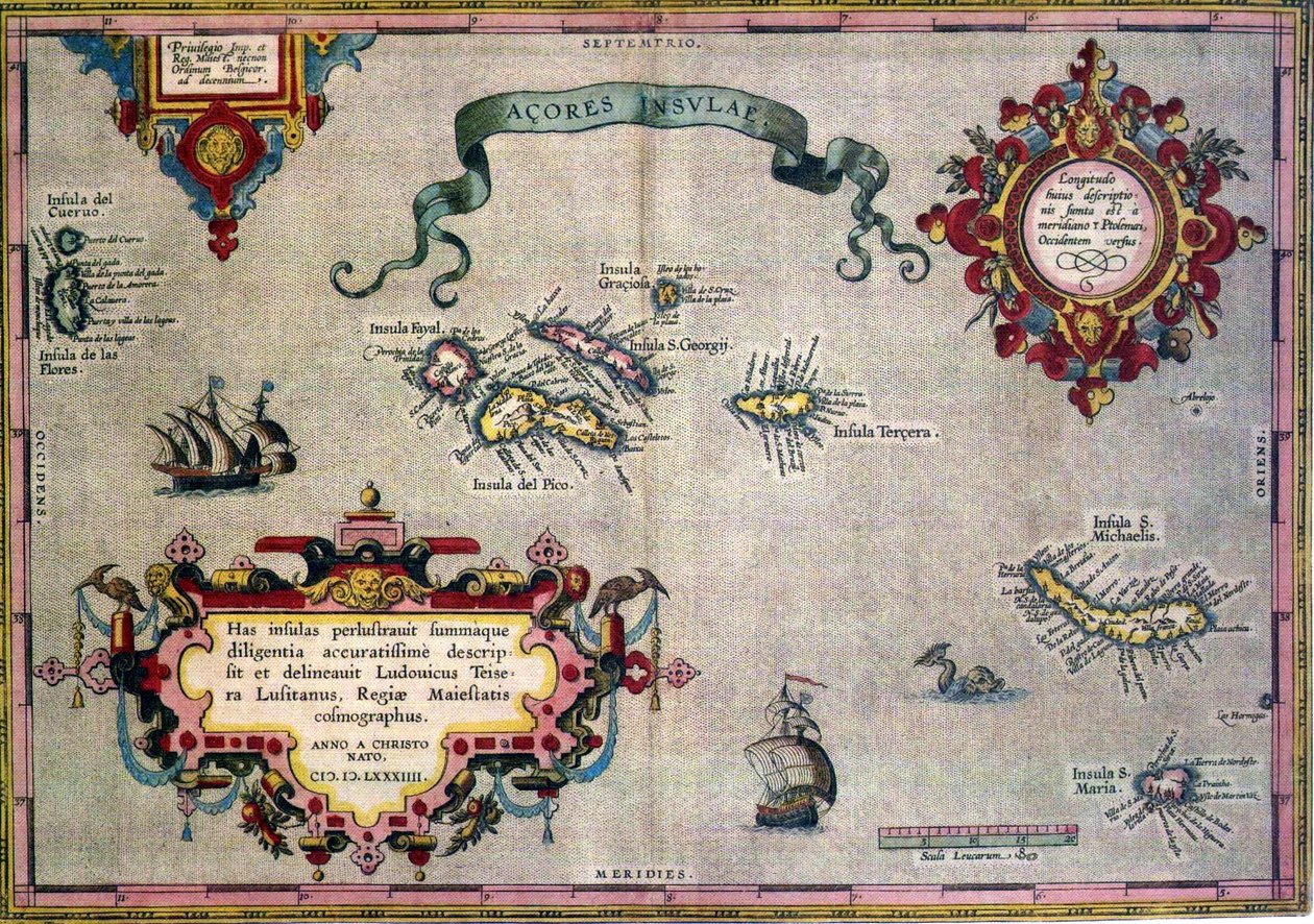 Azores Old Map by Abraham Ortelius