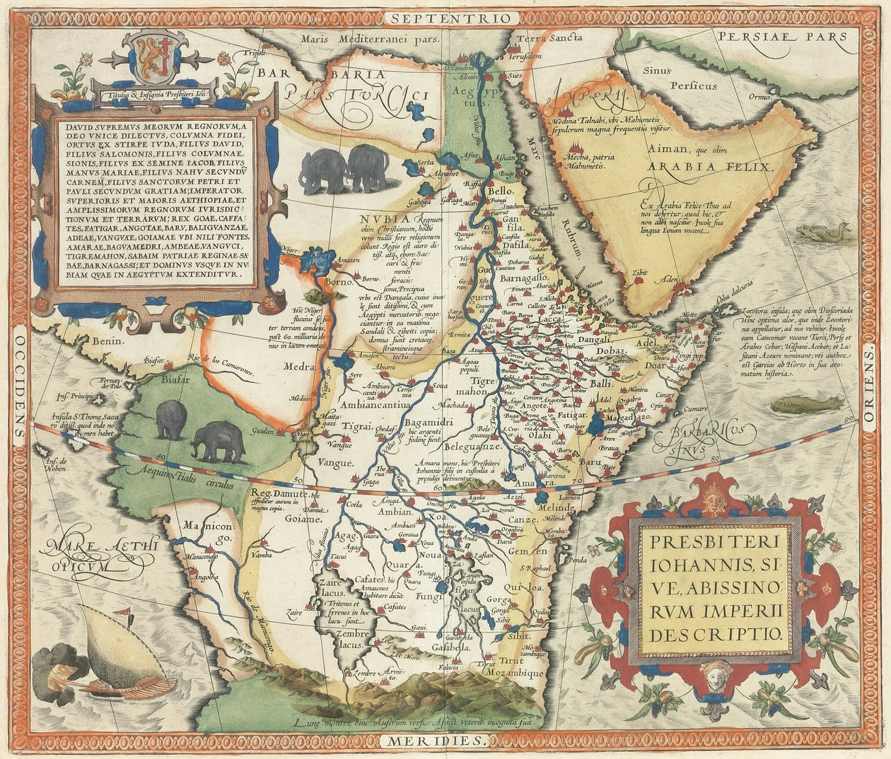 Map of Africa and the Arabian Peninsula by Abraham Ortelius
