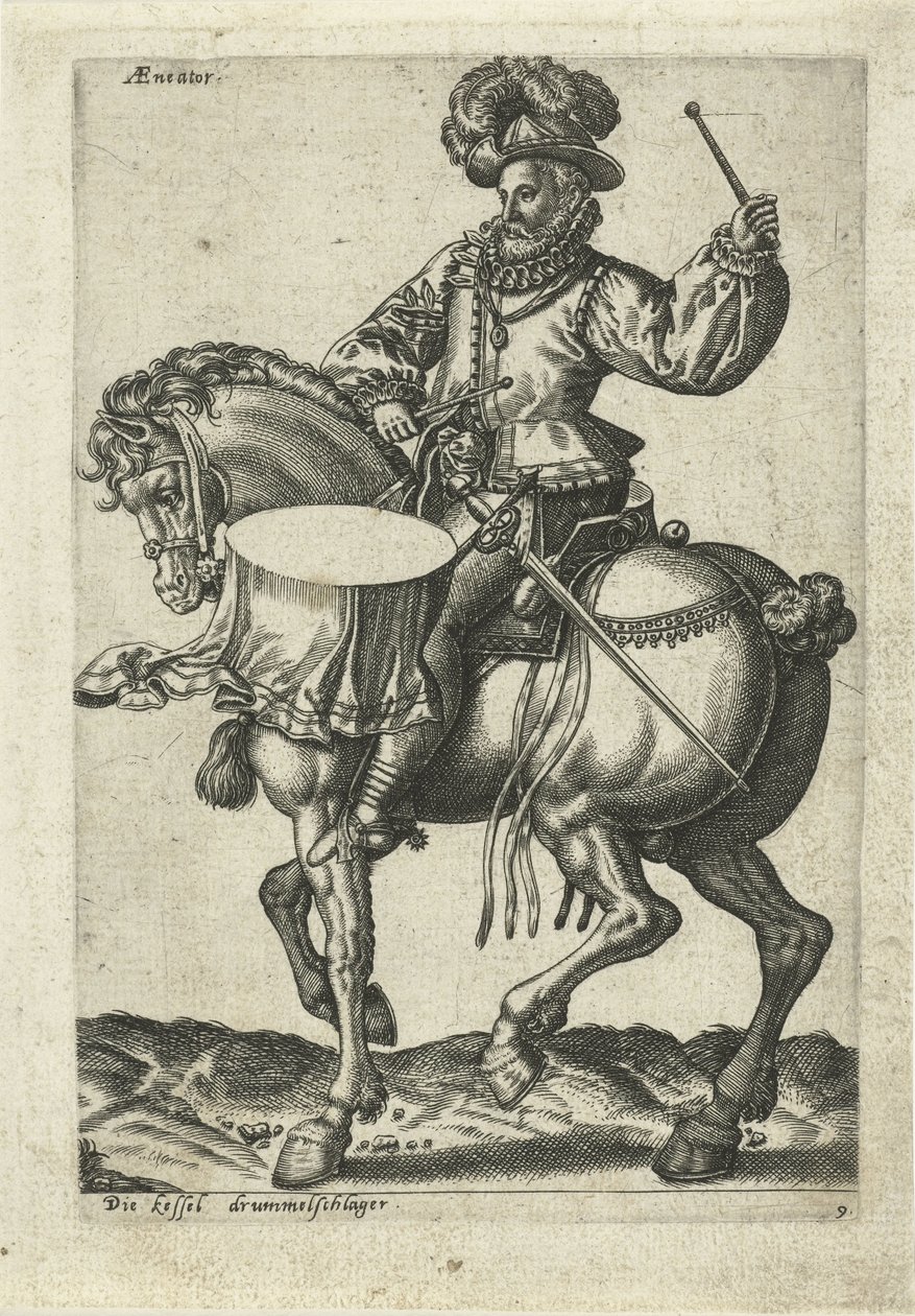 German Drummer on Horseback by Abraham de Bruyn (attributed to)