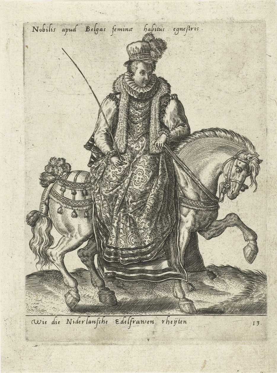 Dutch Noblewoman on Horseback by Abraham de Bruyn (attributed to)