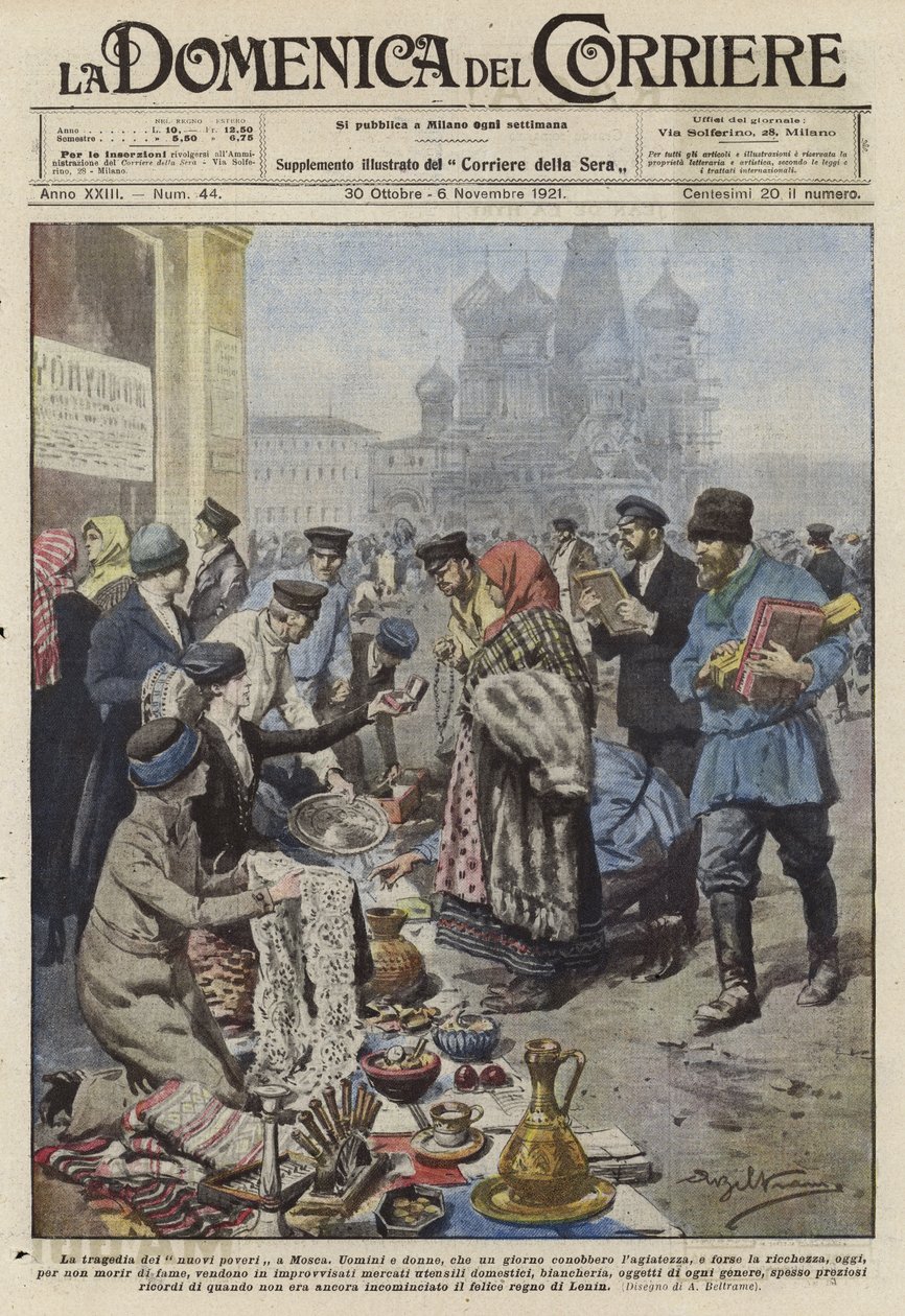 The Wealthy are Forced to Sell Their Belongings in Post-Revolutionary Russia by Achille Beltrame