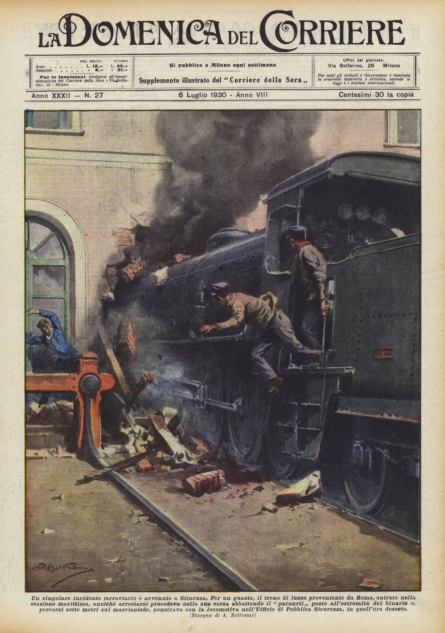 A singular railway accident occurred in Syracuse by Achille Beltrame