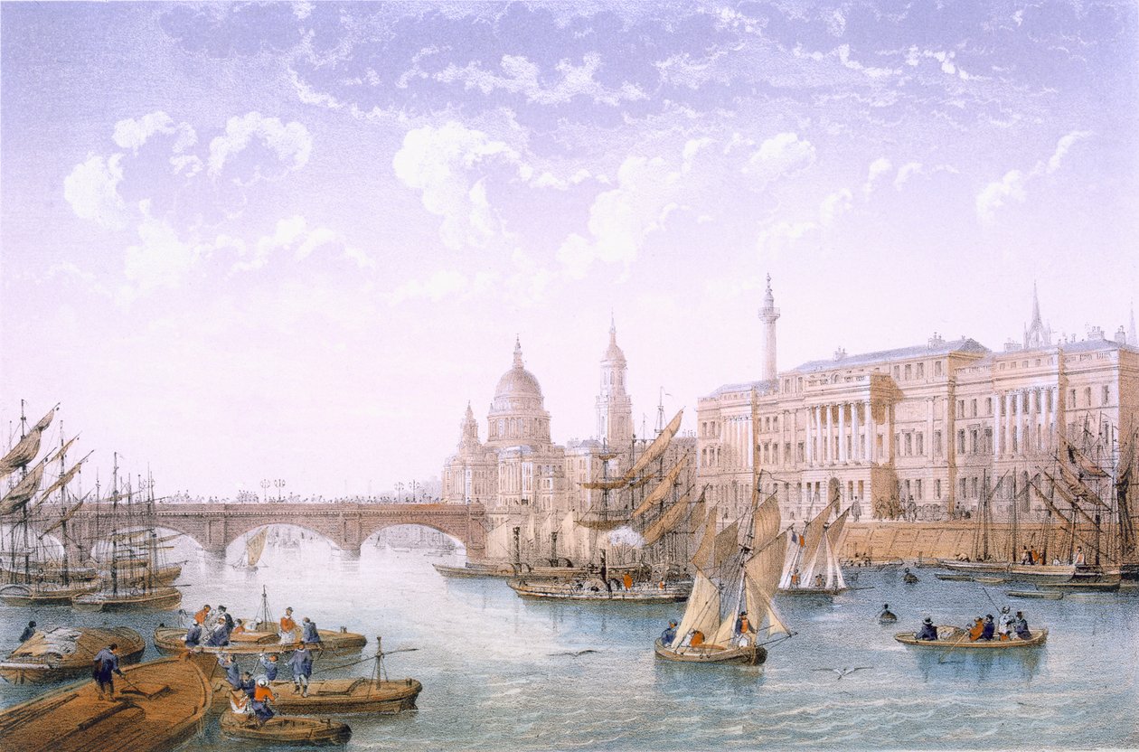 Custom House and London Bridge, 1862 by Achille Louis Martinet