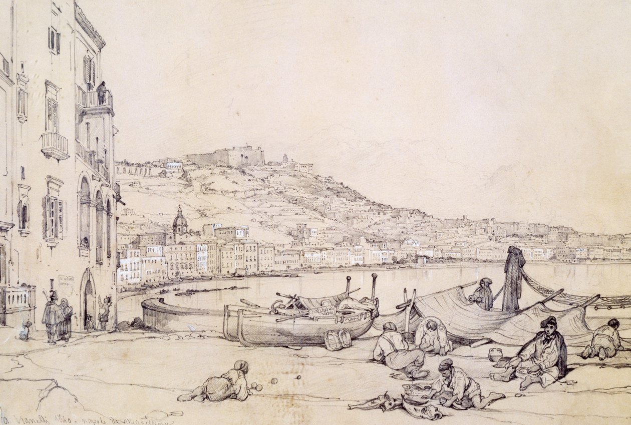 View of Naples from Margellina by Achille Vianelli