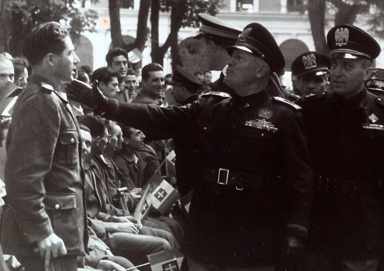 Mussolini Saluting a Soldier by Achille Villani