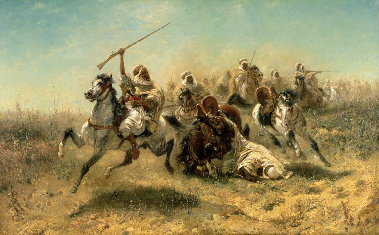 Arab Horsemen on the Attack by Adolf Schreyer