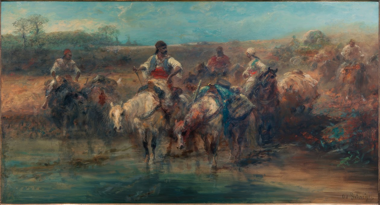 Bedouins at the Watering Place by Adolf Schreyer