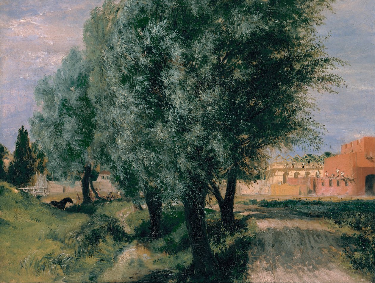 Building Site with Willows by Adolph Menzel