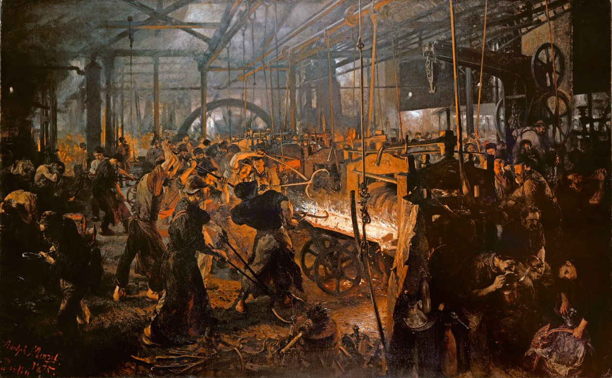 The Iron-Rolling Mill by Adolph Menzel
