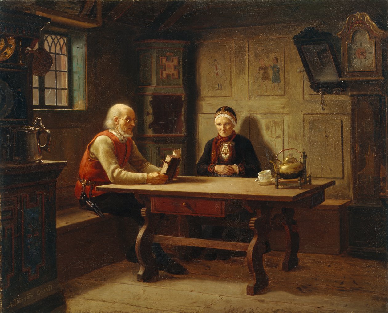 The lonely old (Houseprayers), Gulsvik by Adolph Tidemand