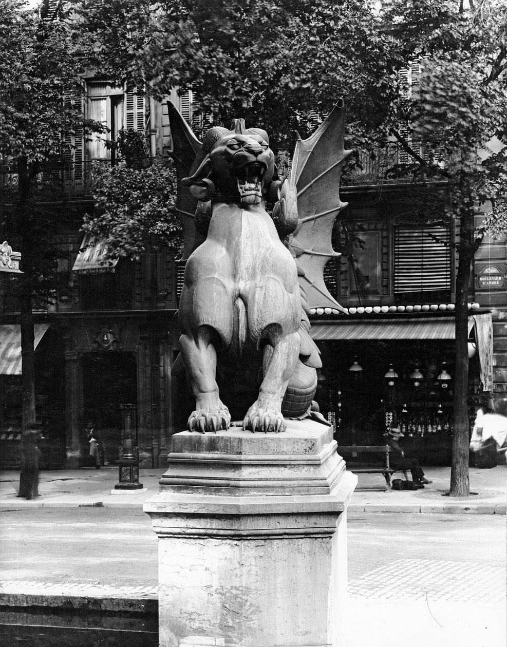 Chimaera from the St. Michel fountain, Paris by Adolphe Giraudon