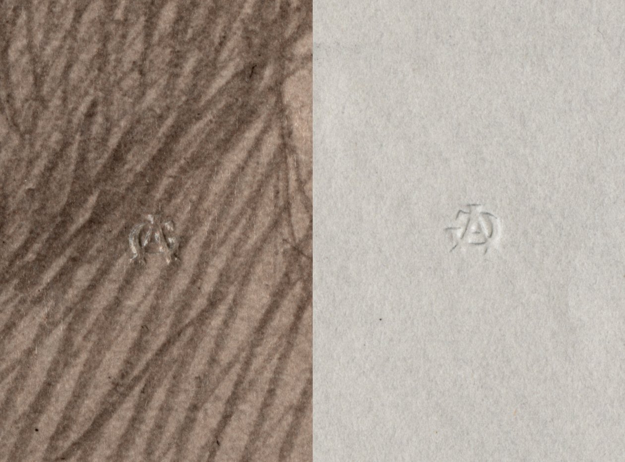 Dry Stamp of Adolphe Giraudon, A G, Recto and Verso, (detail) by Adolphe Giraudon