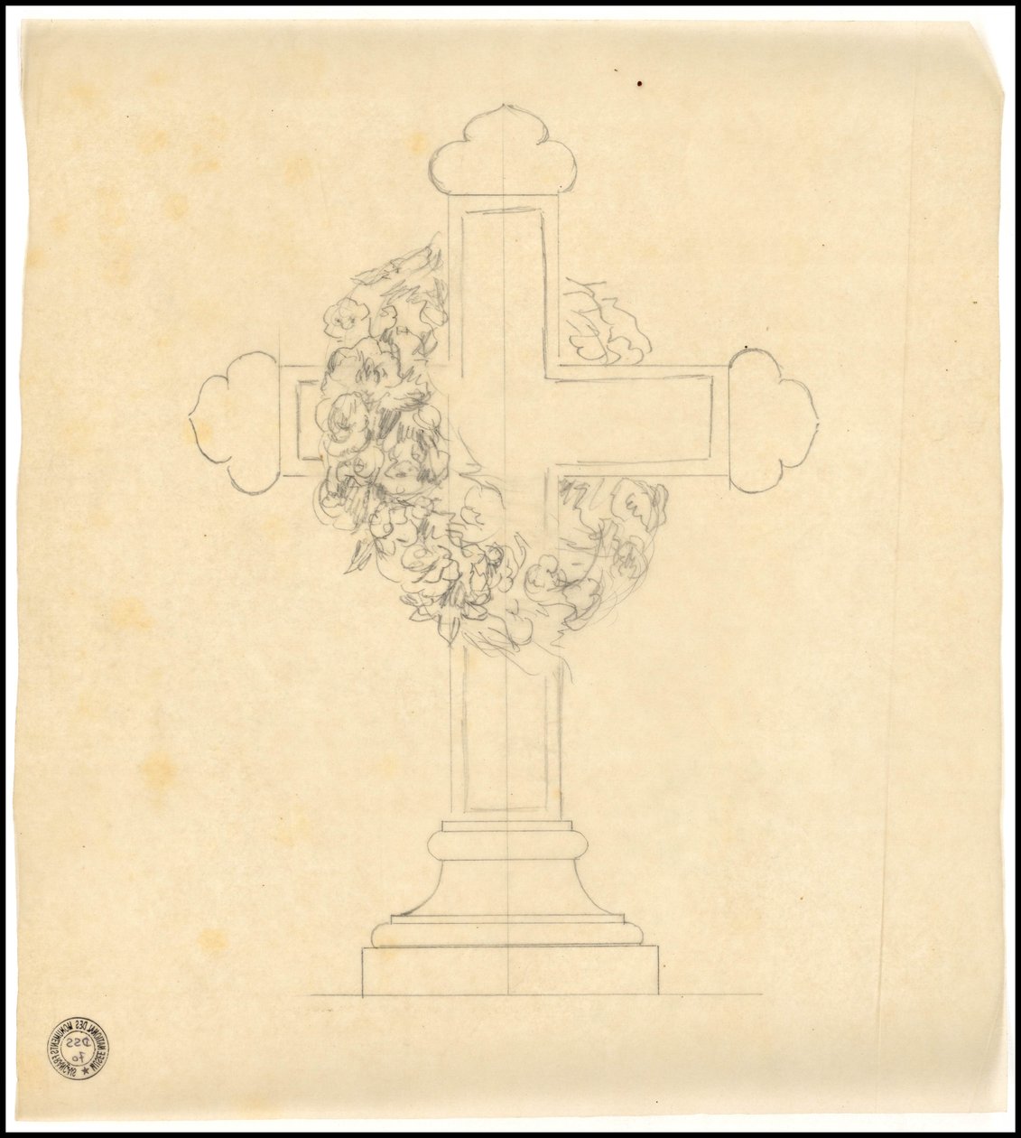 Sketch of Tomb for the Karakehia Family at Père Lachaise Cemetery in Paris by Adolphe Victor Geoffroy Dechaume