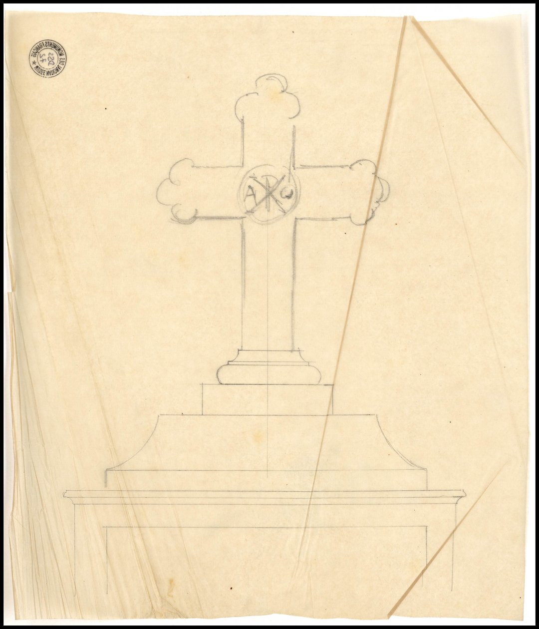 Sketch of Tomb for the Karakehia Family at Père Lachaise Cemetery in Paris by Adolphe Victor Geoffroy Dechaume