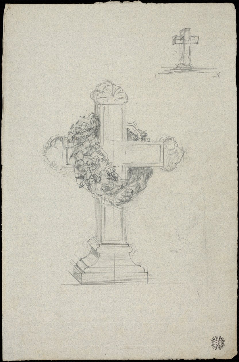 Sketch of Tomb for the Karakehia Family at Père Lachaise Cemetery in Paris by Adolphe Victor Geoffroy Dechaume