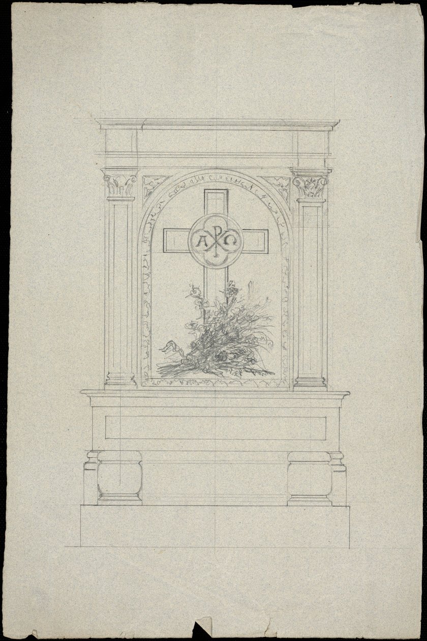 Sketch of Tomb for the Karakehia Family at Père Lachaise Cemetery in Paris by Adolphe Victor Geoffroy Dechaume