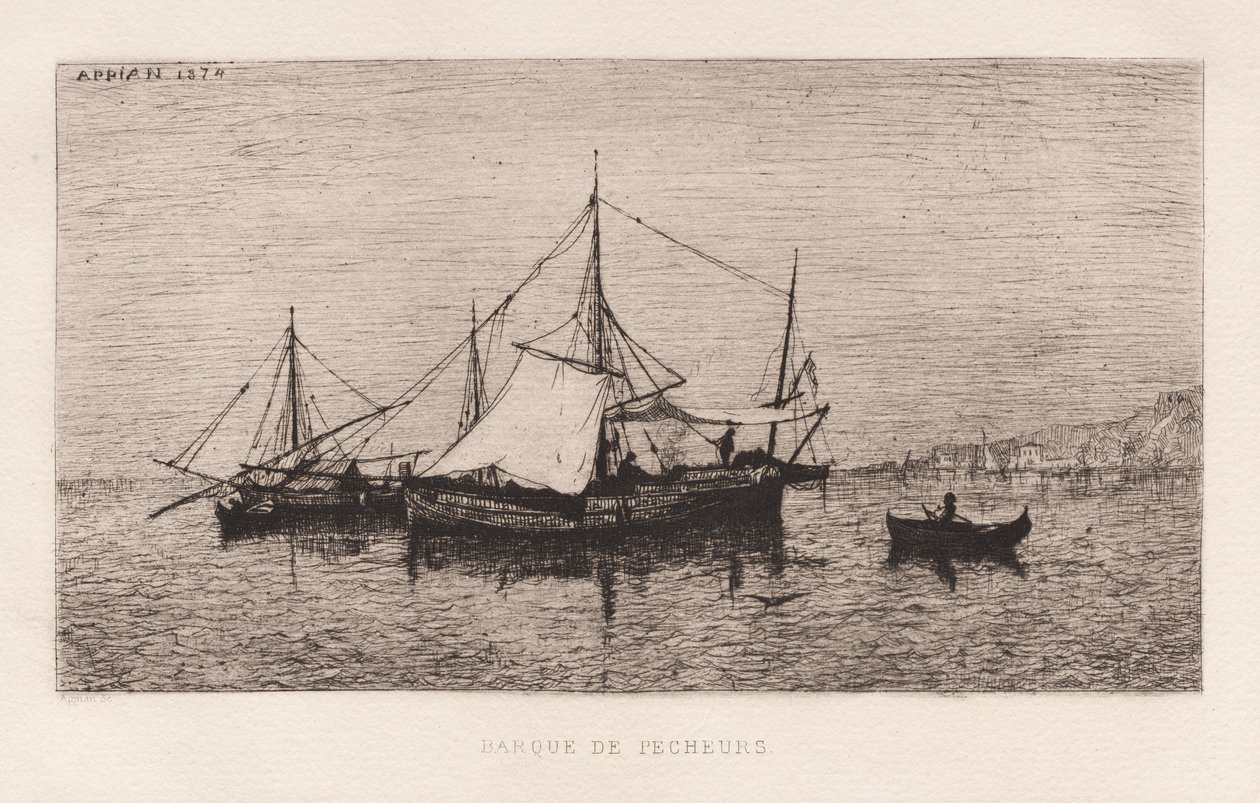 Fishing Boat Coastal Shipping Boat Italian Coast by Adolphe Appian