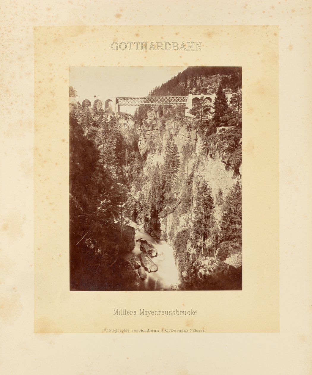 Gotthard Railway: Middle Mayenreuss Bridge by Adolphe Braun and Cie