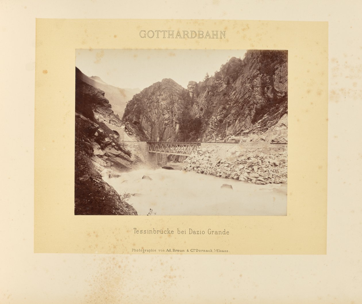 Gotthard Railway: Ticino Bridge at Dazio Grande by Adolphe Braun and Cie