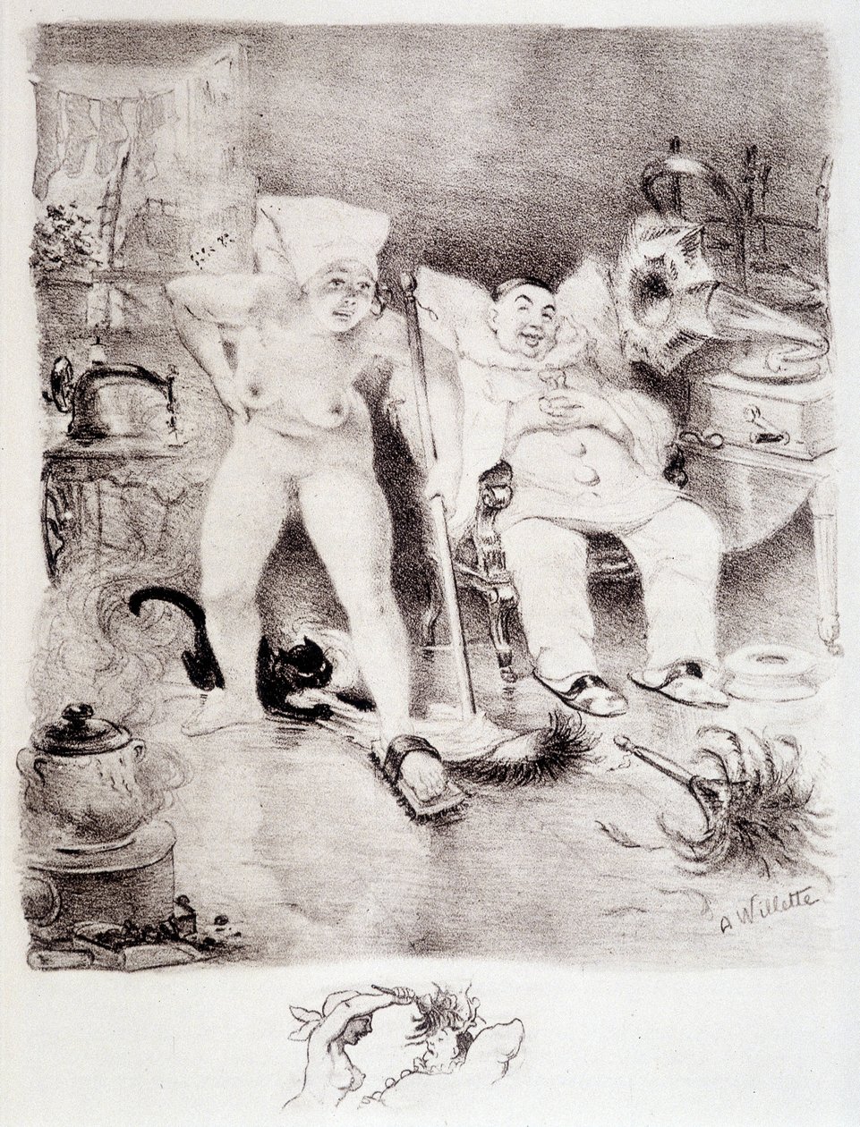 Laziness - drawing by Willette by Adolphe Leon Willette