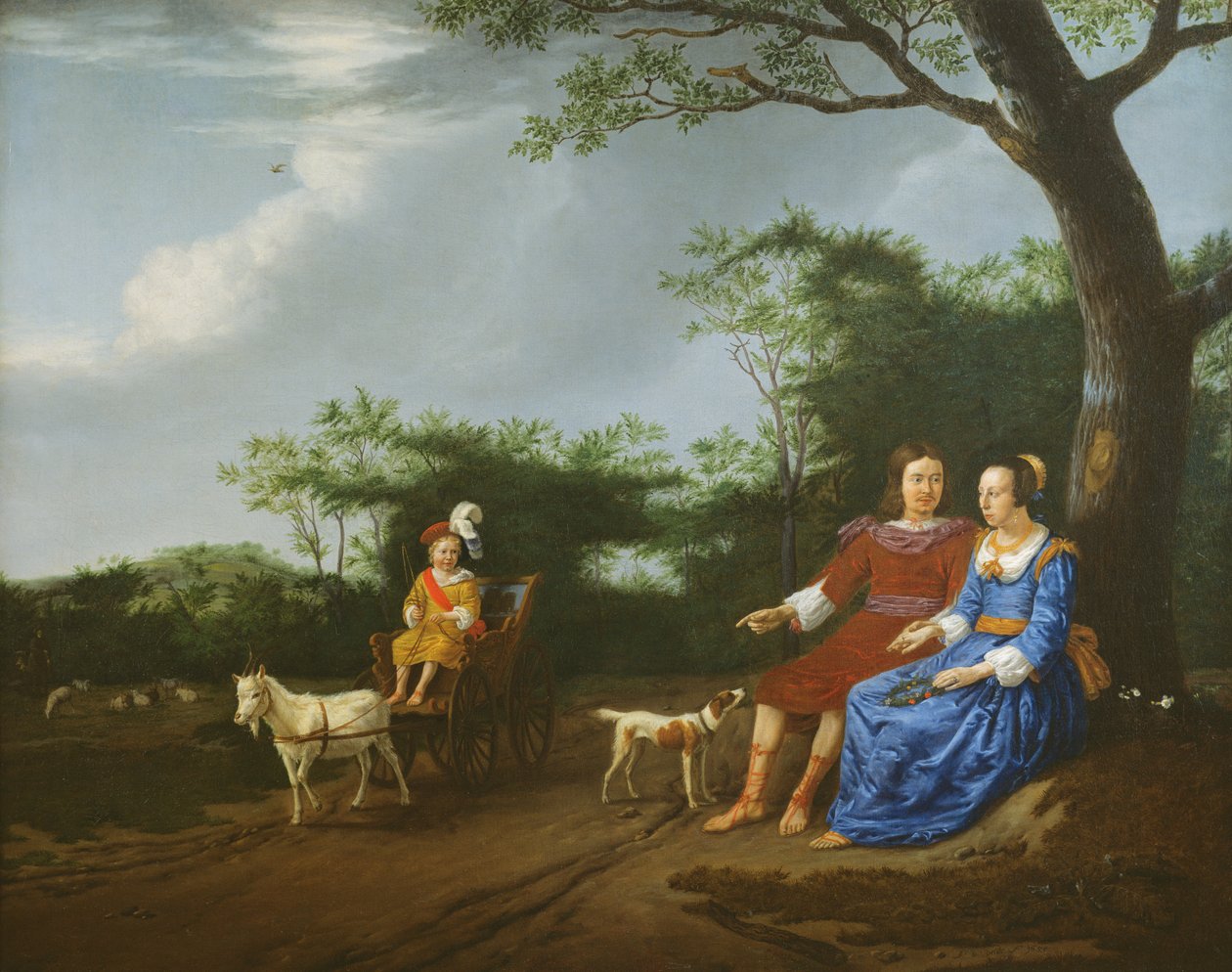 A Family Group in a Landscape by Adriaen van de Velde