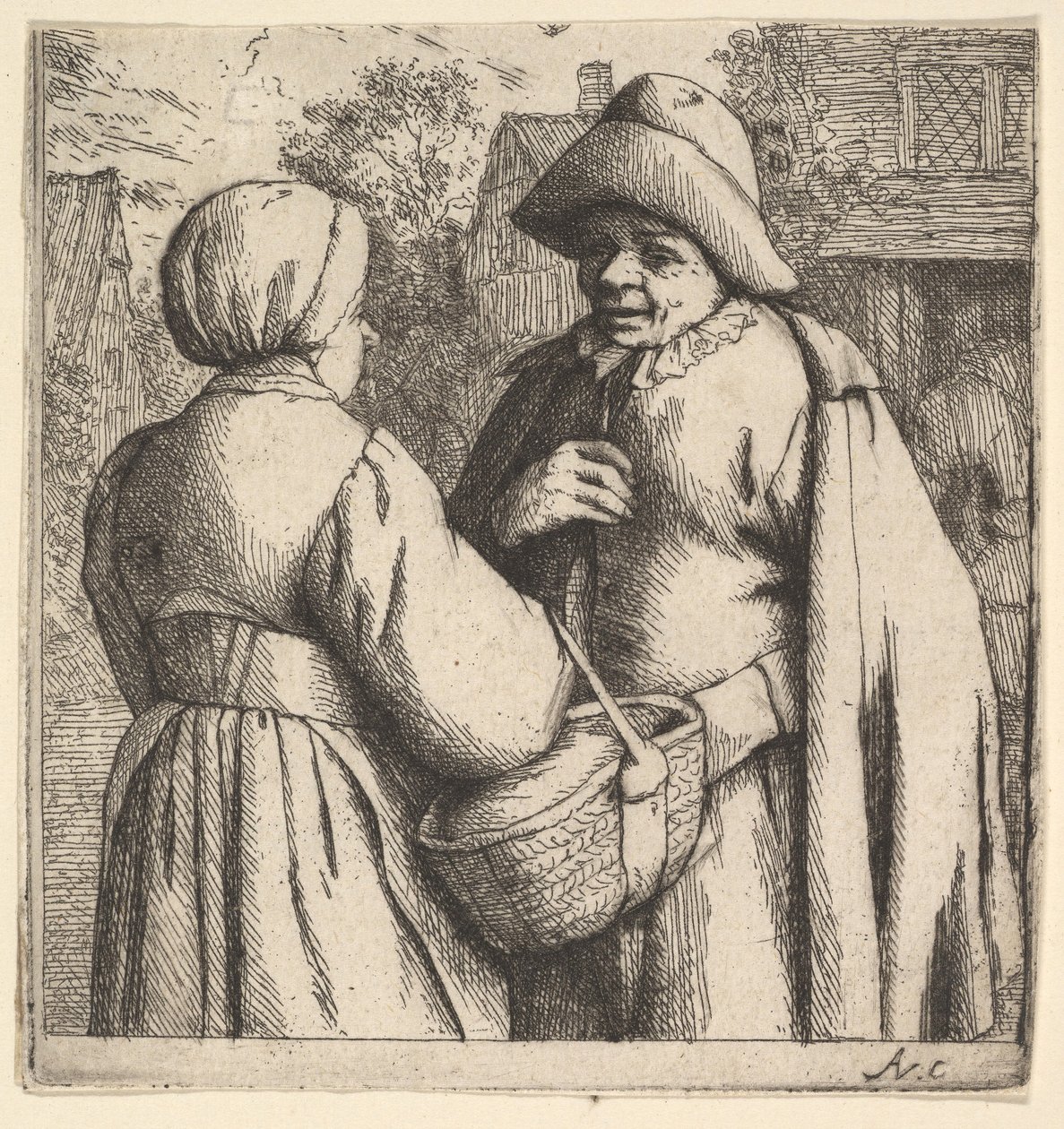 Conversation in the Street, 1610-85 by Adriaen Jansz. van Ostade