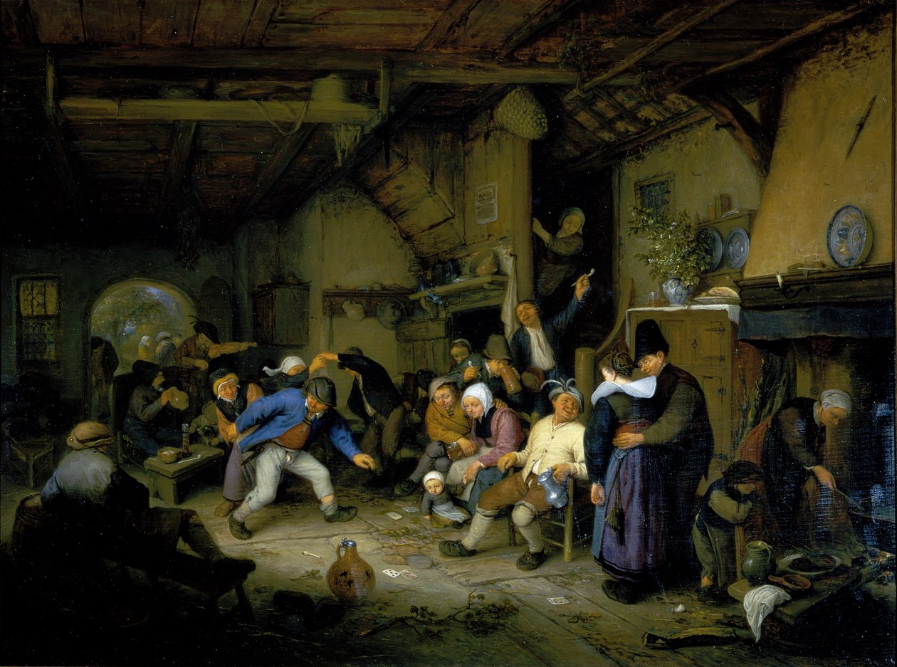 Peasants Dancing in a Tavern by Adriaen Jansz. van Ostade