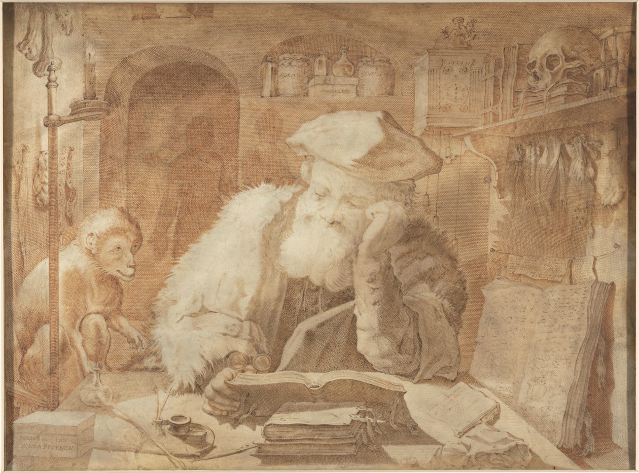 Dr. Faust in His Study by Adriaen Matham