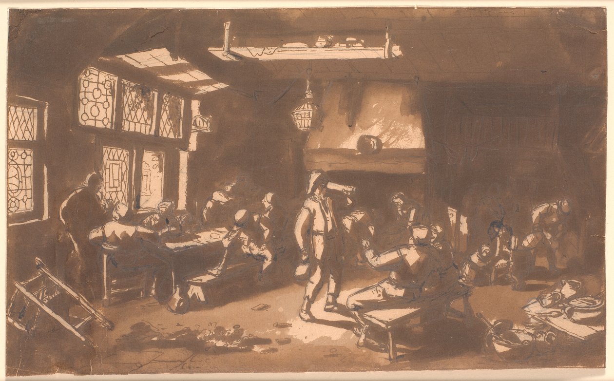 A Tavern Room with Numerous Guests by Adriaen van Ostade