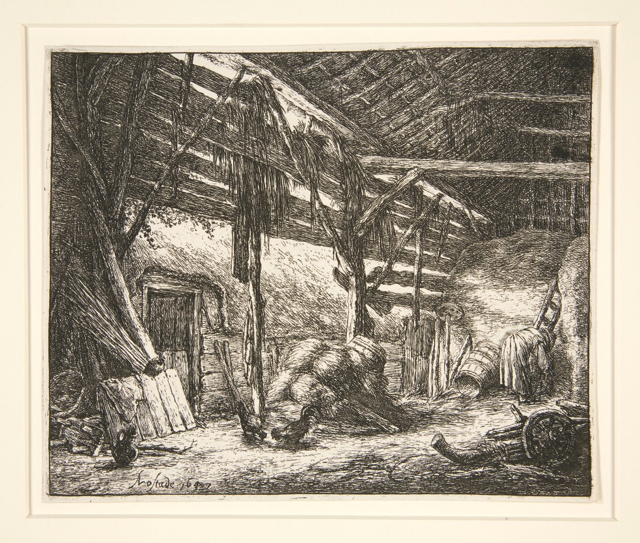 Interior of a Barn by Adriaen van Ostade