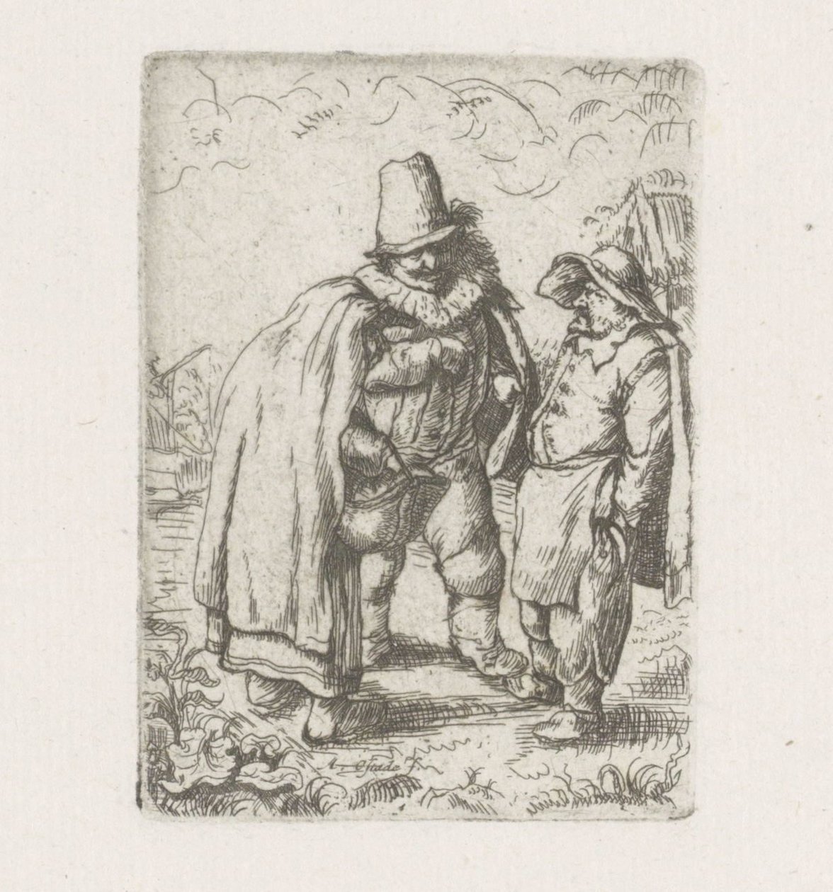 Man with Ruff with a Peasant Couple by Adriaen van Ostade