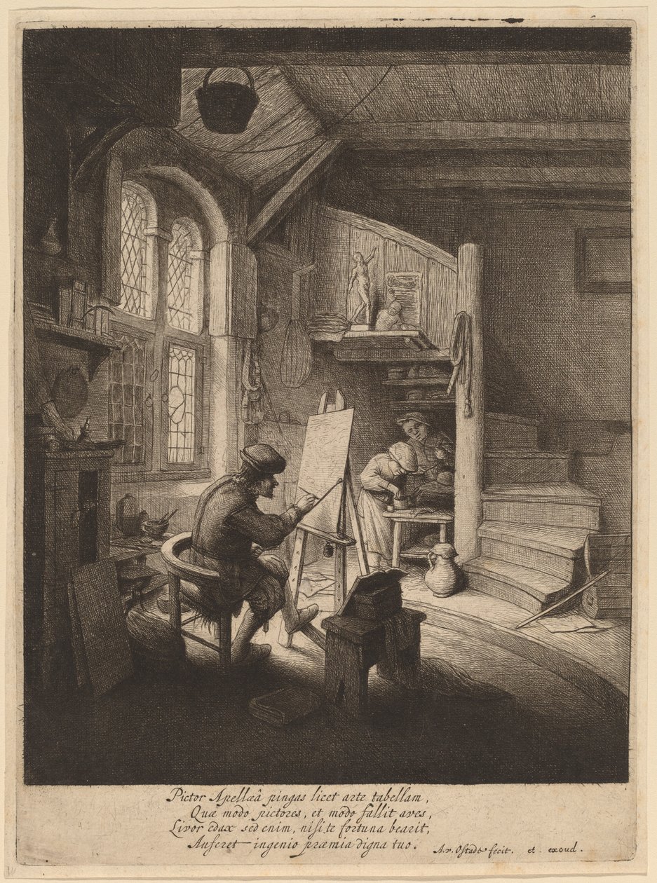 Painter in His Studio by Adriaen van Ostade