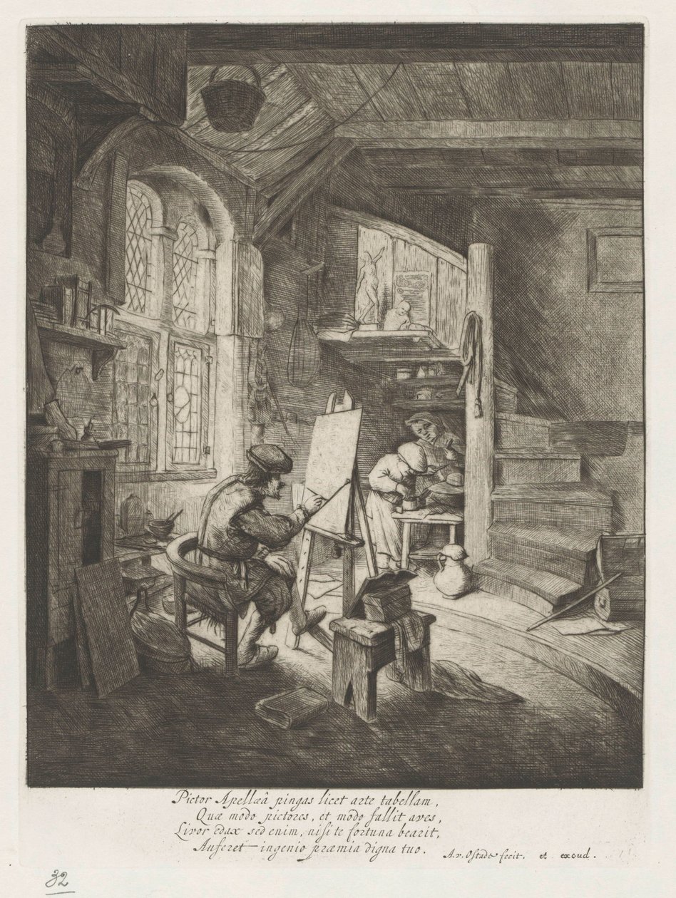 Painter in His Studio by Adriaen van Ostade