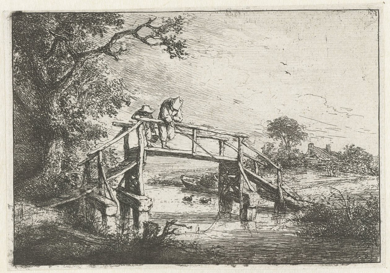 Two Fishermen on a Bridge by Adriaen van Ostade