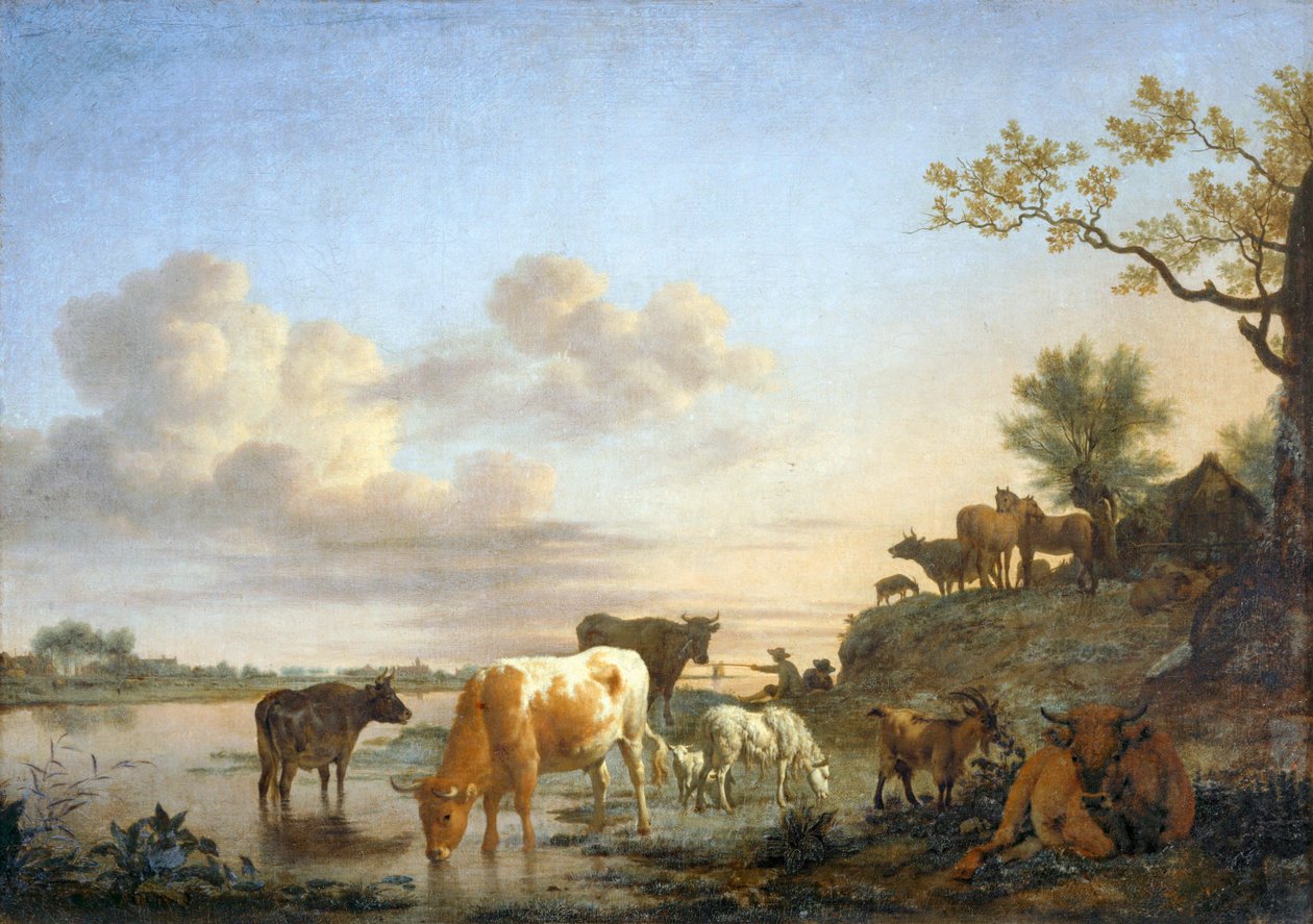 Landscape: Animals at the River by Adriaen van de Velde