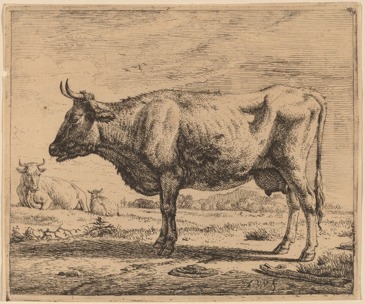 Two Cows and a Sheep by Adriaen van de Velde