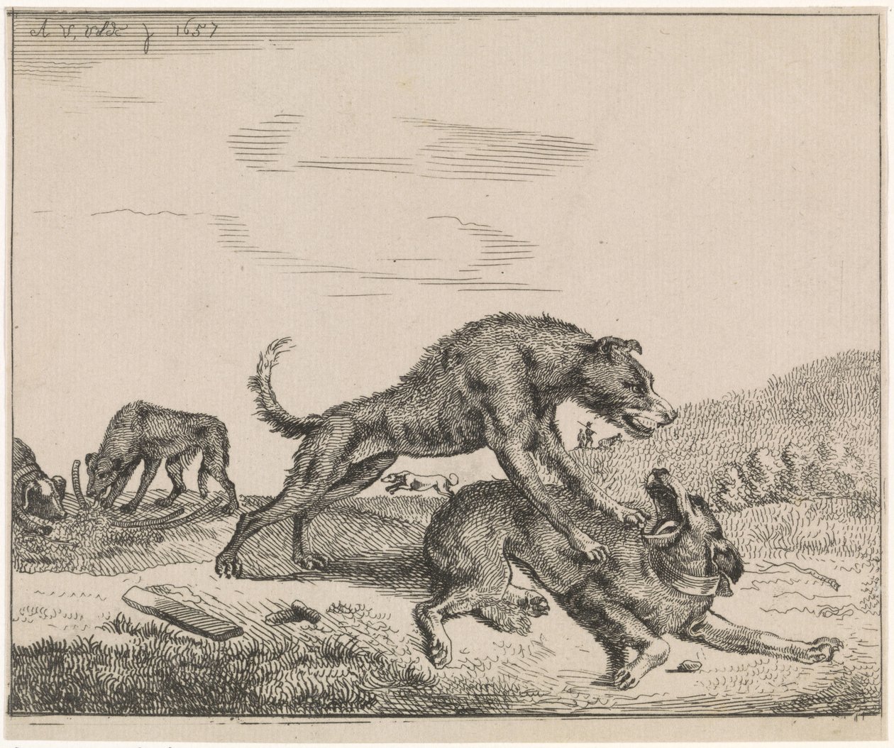 Fighting Dogs by Adriaen van de Velde