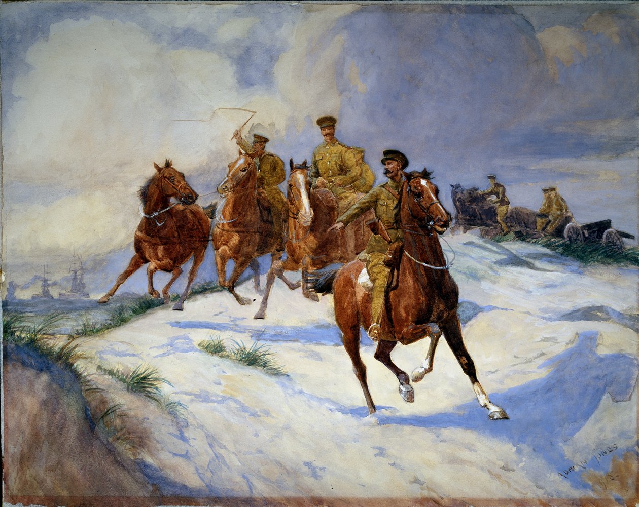 Artillery on the Dunes, Flanders, 1915 by Adrian Jones