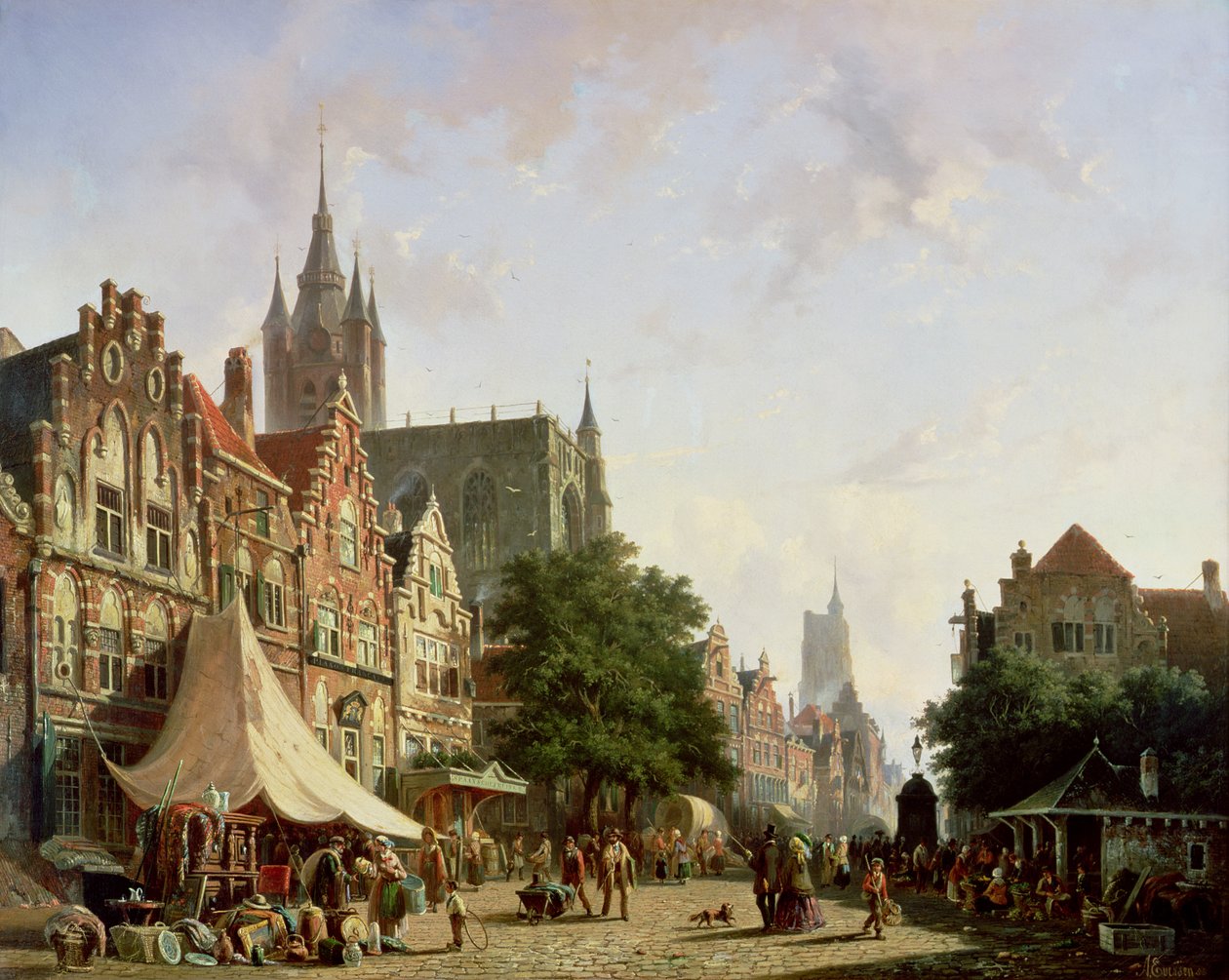 Dutch Street Scene by Adrianus Eversen