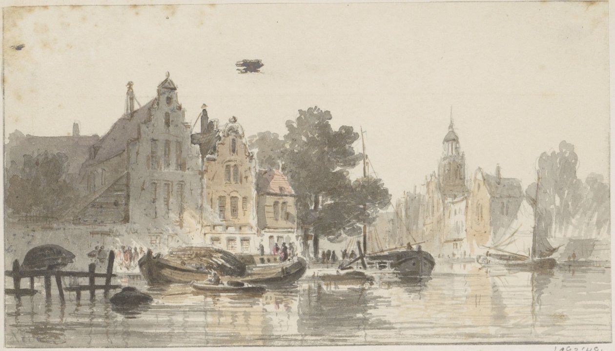 Cityscape with Canal by Adrianus Eversen