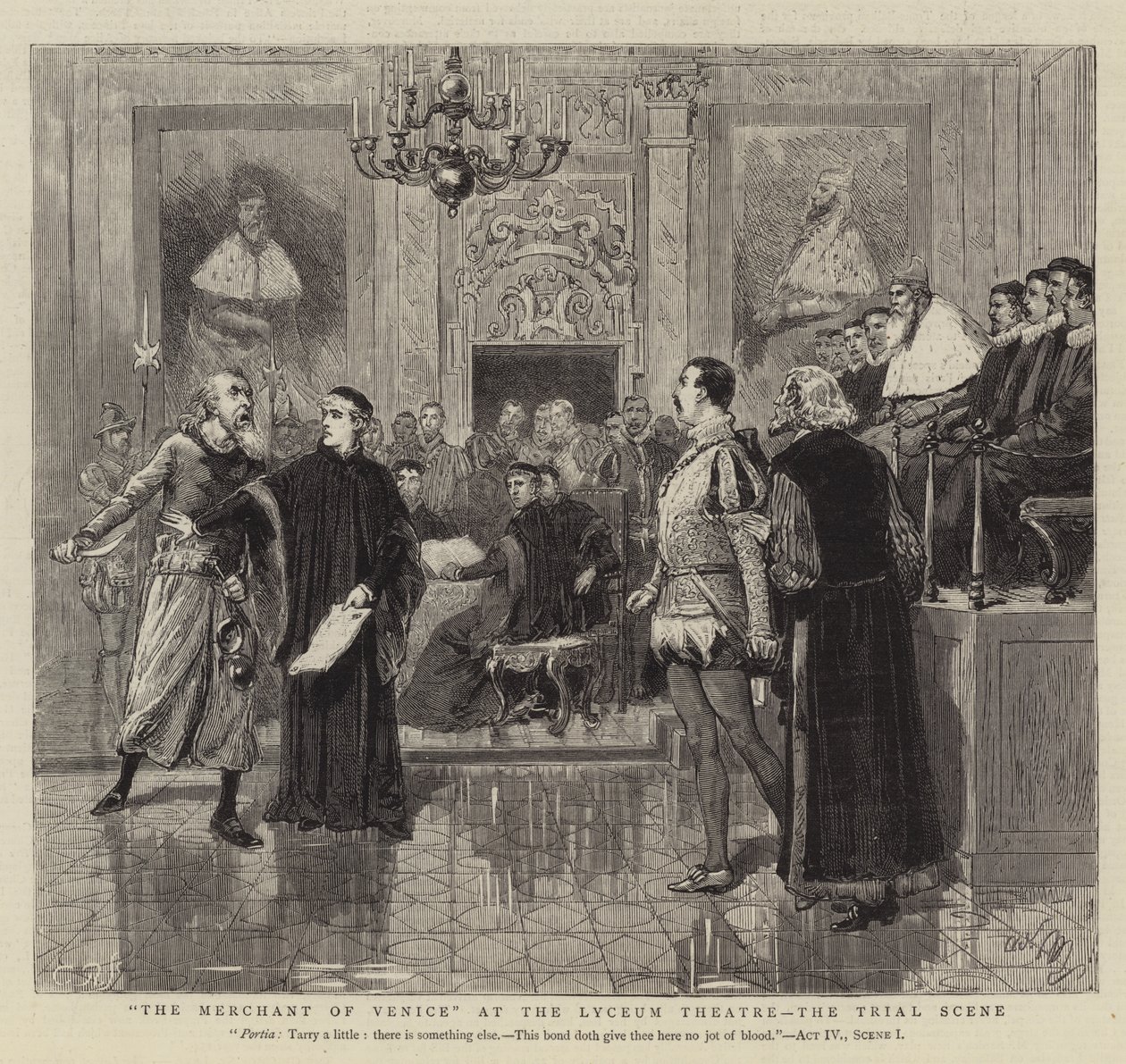 The Merchant of Venice at the Lyceum Theatre, the Trial Scene by Adrien Emmanuel Marie