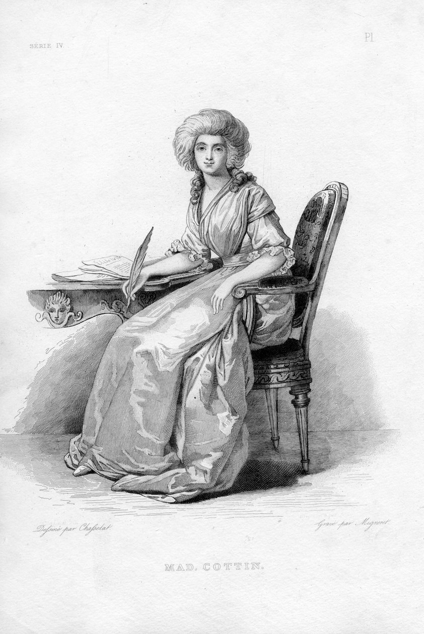 Engraved Portrait of Sophie Cottin (1770-1807) by Adrien Jacques Antoine Migneret