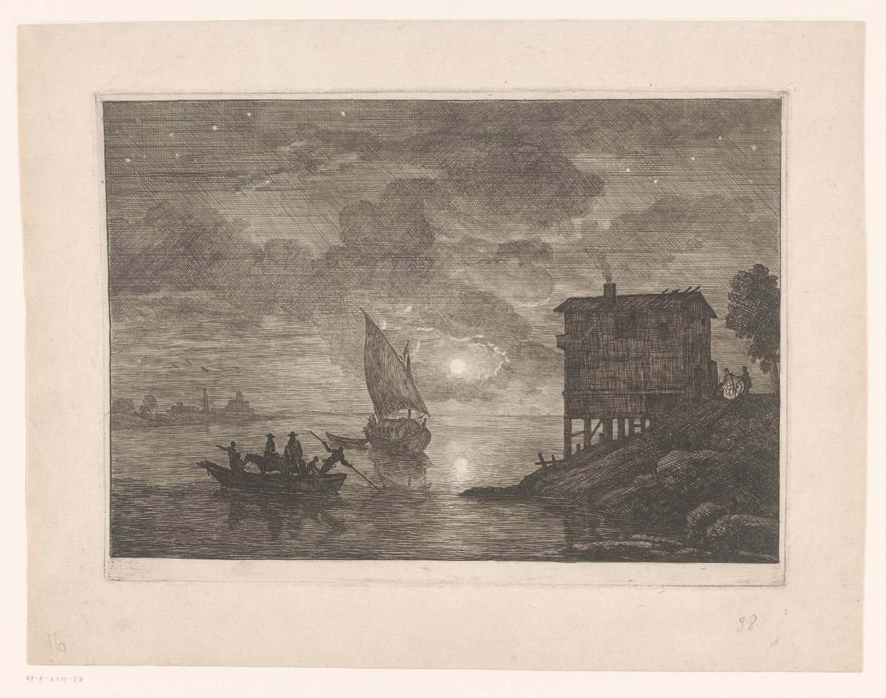 Ferry at Night by Adrien Manglard (attributed to)