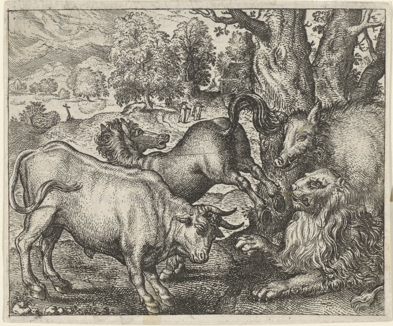 Fable of the Old Lion by Egidius  Sadeler (II)