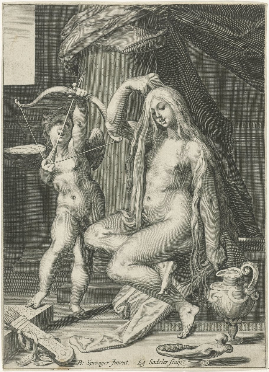 Venus Combing Her Hair by Egidius  Sadeler (II)